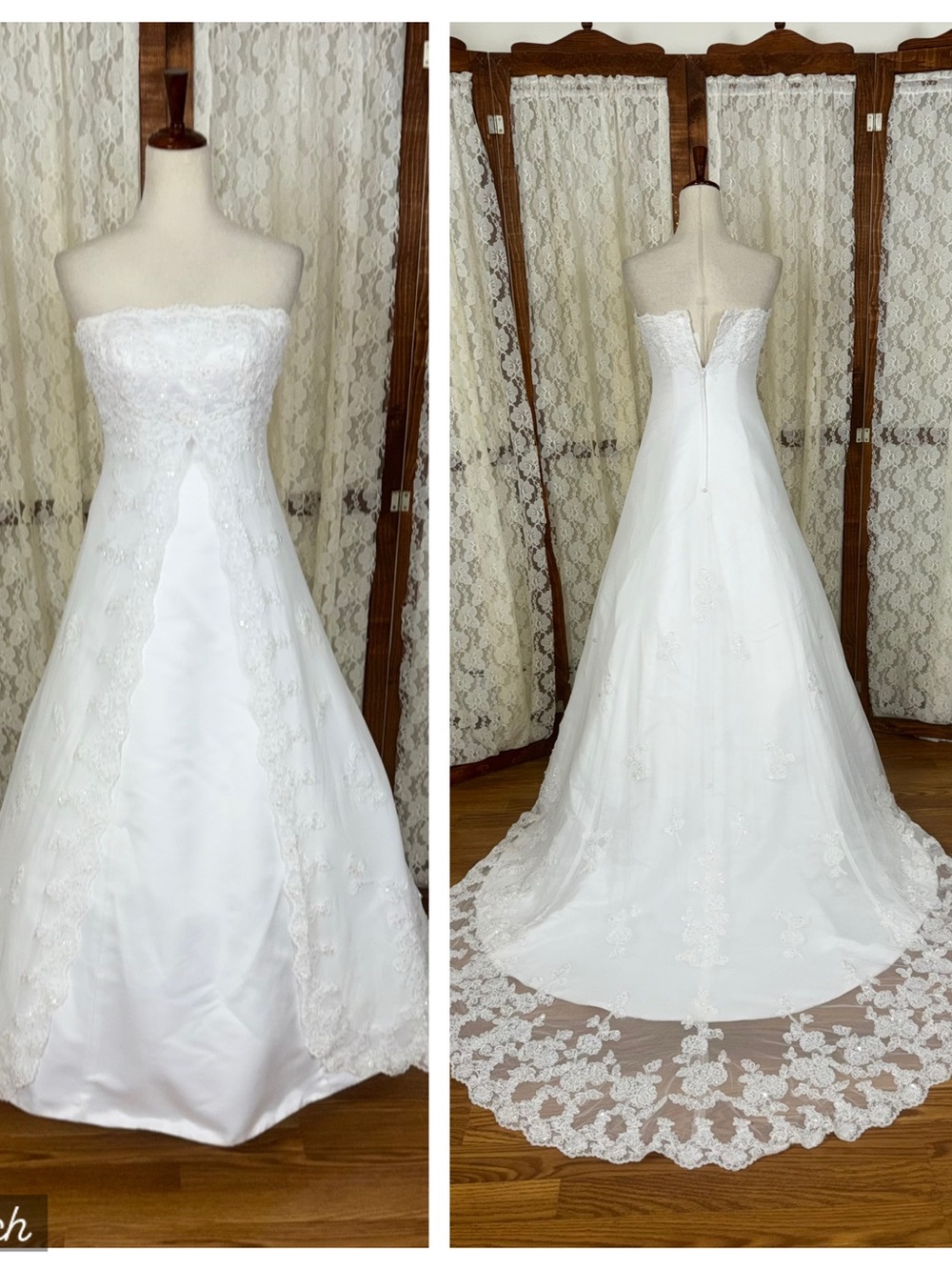 Beautiful Vintage 90s Michaelangelo Split Lace Overlay Wedding Gown